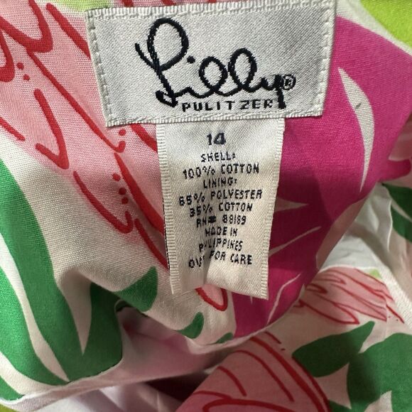 Lilly Pulitzer Pink Strapless A-Line Mini Dress Port Of Caw Parrot Size 14 XS - Picture 11 of 11
